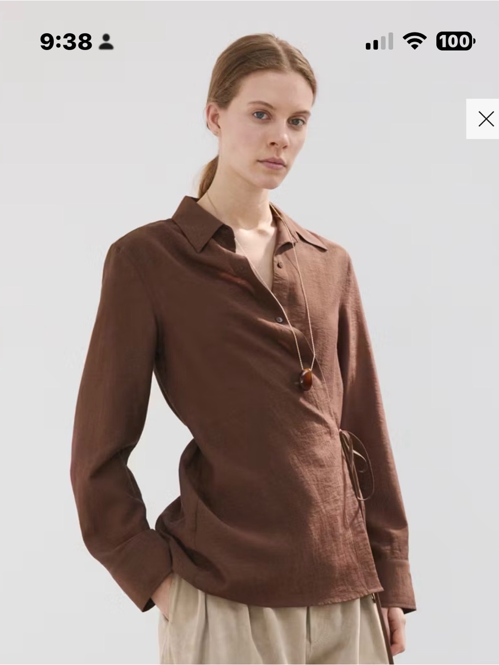 Mango Brown Wrap-Style Shirt Jacket